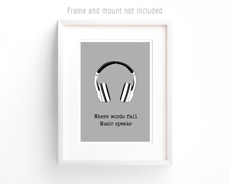 Music Quote Print Headphones Art Etsy UK