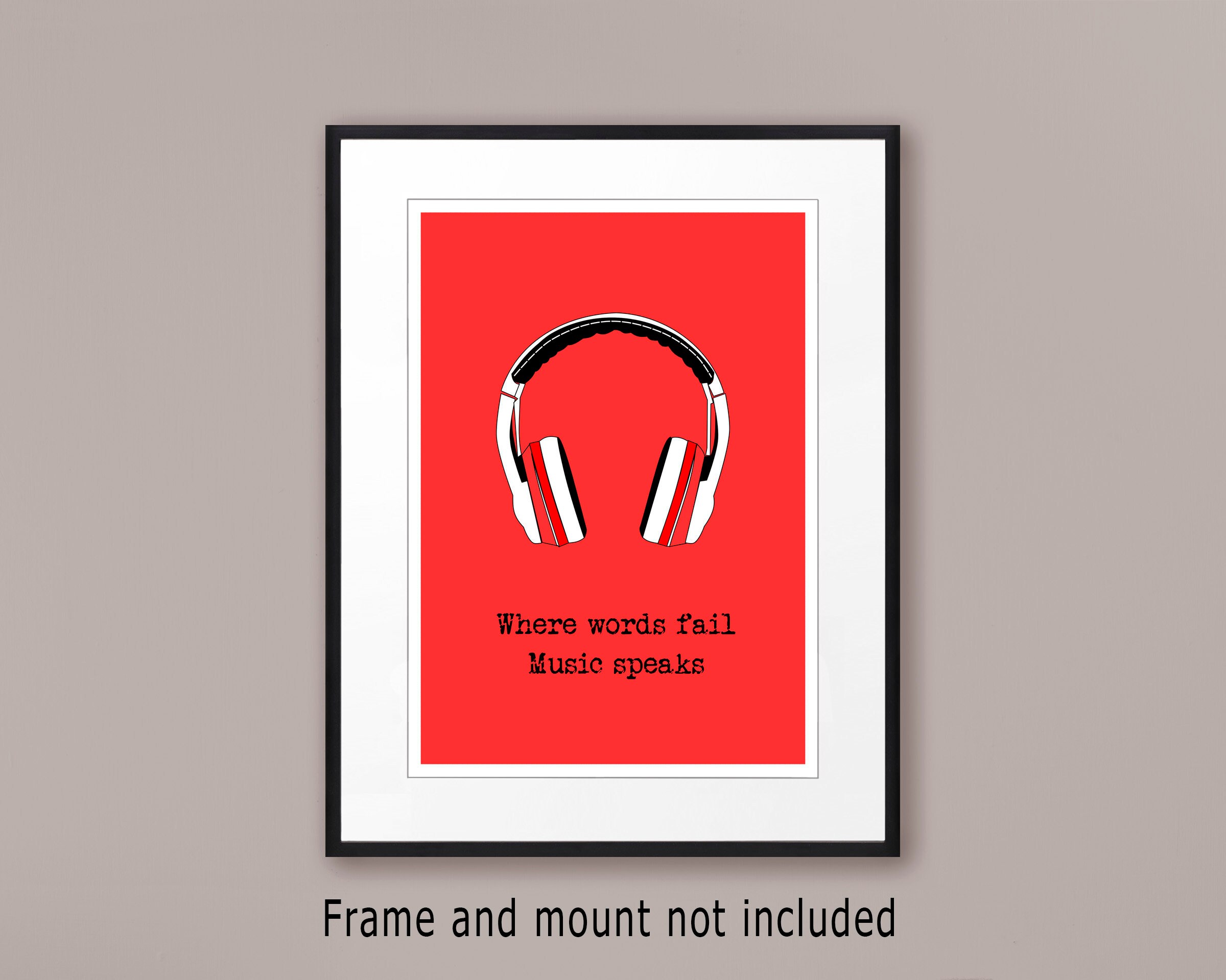 Music quote print Headphones art Etsy