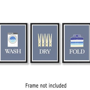 Set of 3 Laundry Room prints, Wash dry fold Wall Art Posters