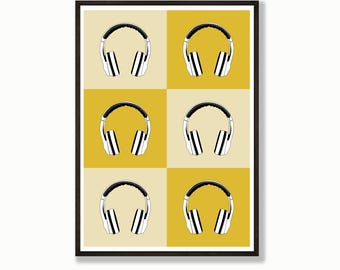 Trendy Music-Inspired Wall Art Poster: Cool Headphones Print for Teen Room Decor, DJ & Music Lover Gift