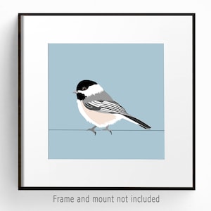 Stampa artistica di un grazioso uccellino: illustrazione minimalista di una cincia per gli amanti della natura