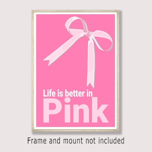 Optimistic Pink Life Quote Poster: Inspirational Wall Art for Girls Bedroom, Vibrant Teen Room Decor