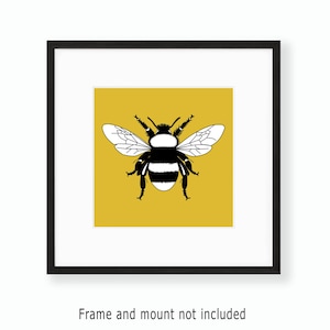 Contemporary Bee wall art, Colourful insect print gift for wildlife lover