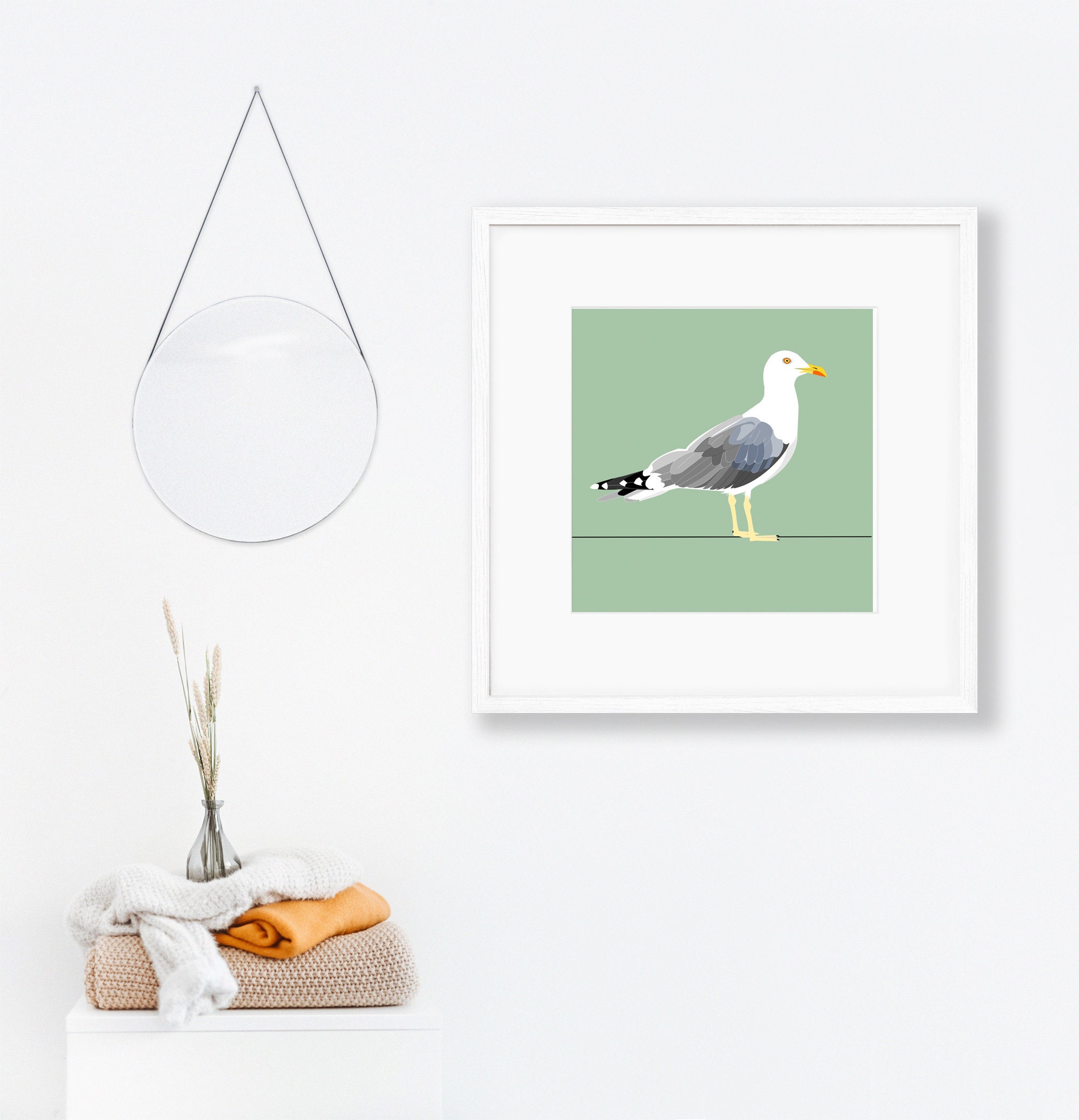 Coastal Seagull Wall Art: Beach House Decor Print for Bird Lovers ...