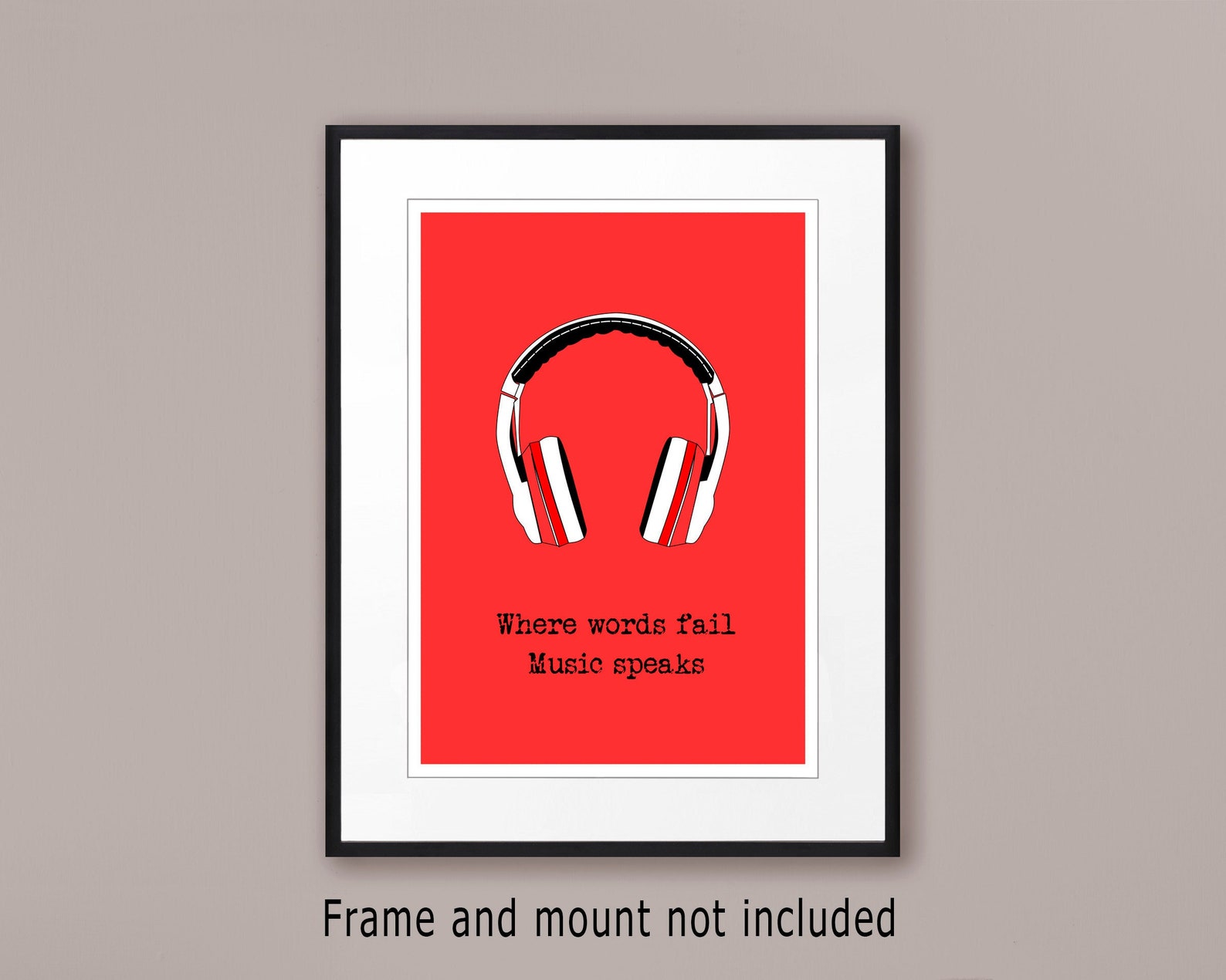 Music Quote Print Headphones Art Etsy