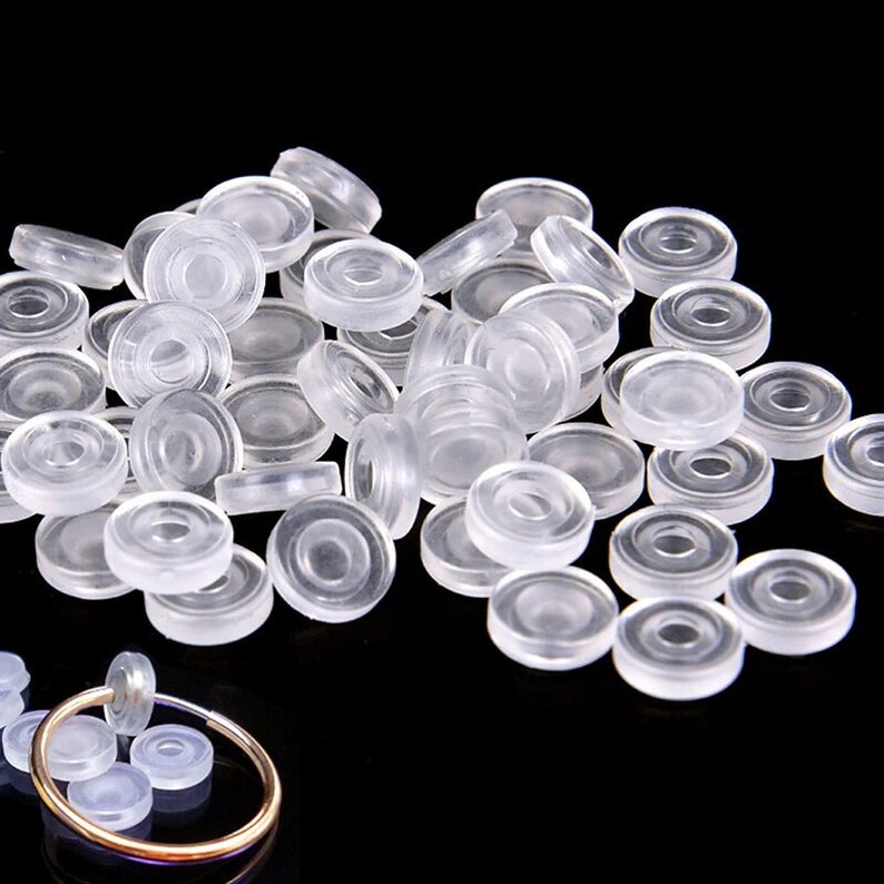 10 coussinets anti-douleur en silicone transparent pour oreilles non percées image 2