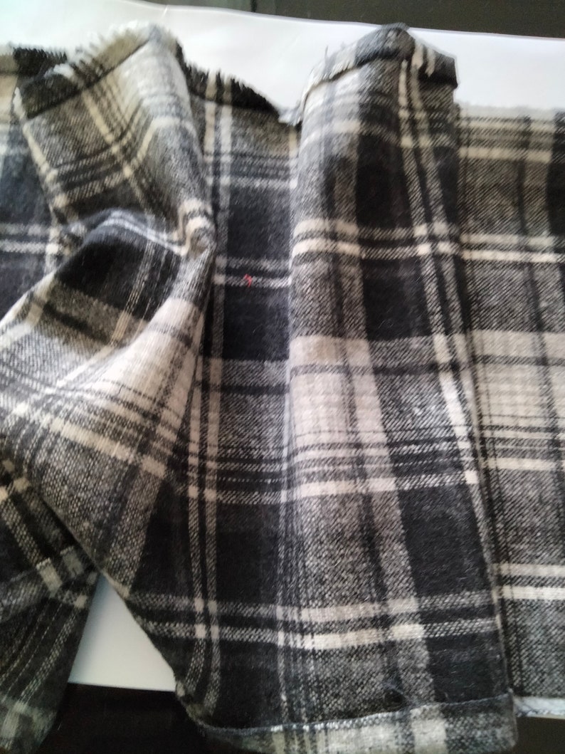 Black and gray tartan style fleece fabric image 2