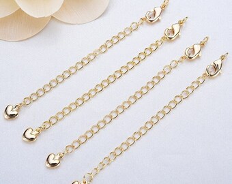 8.50 cm extension chain in 24k gold plated. with heart tip