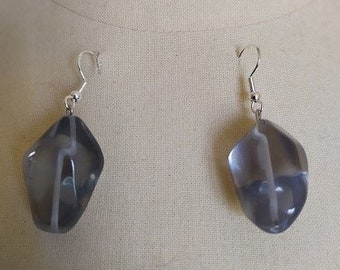 blue stone earrings in irregular and translucent glass