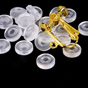 10 coussinets anti-douleur en silicone transparent pour oreilles non percées image 1