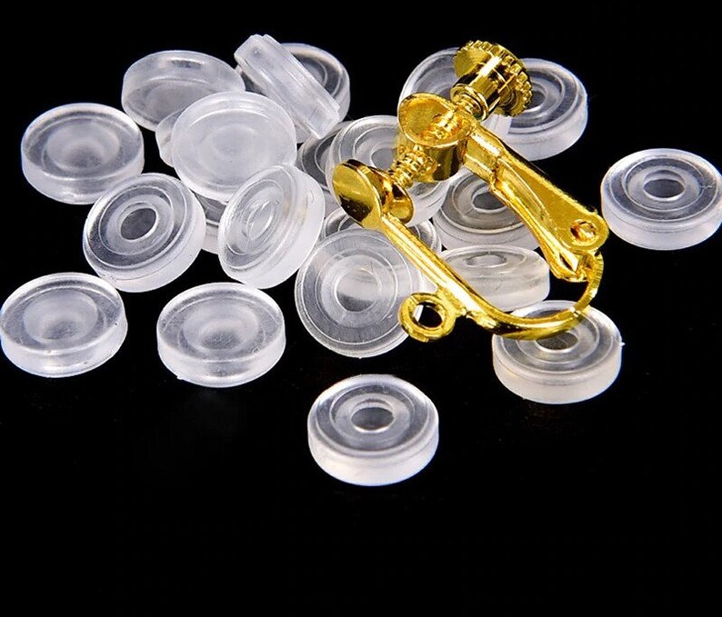 10 coussinets anti-douleur en silicone transparent pour oreilles non percées image 1