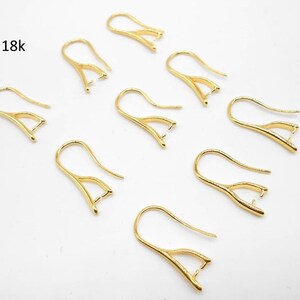 a pair of earring hooks in 925 silver or 18k gold plated plaqué or 18k