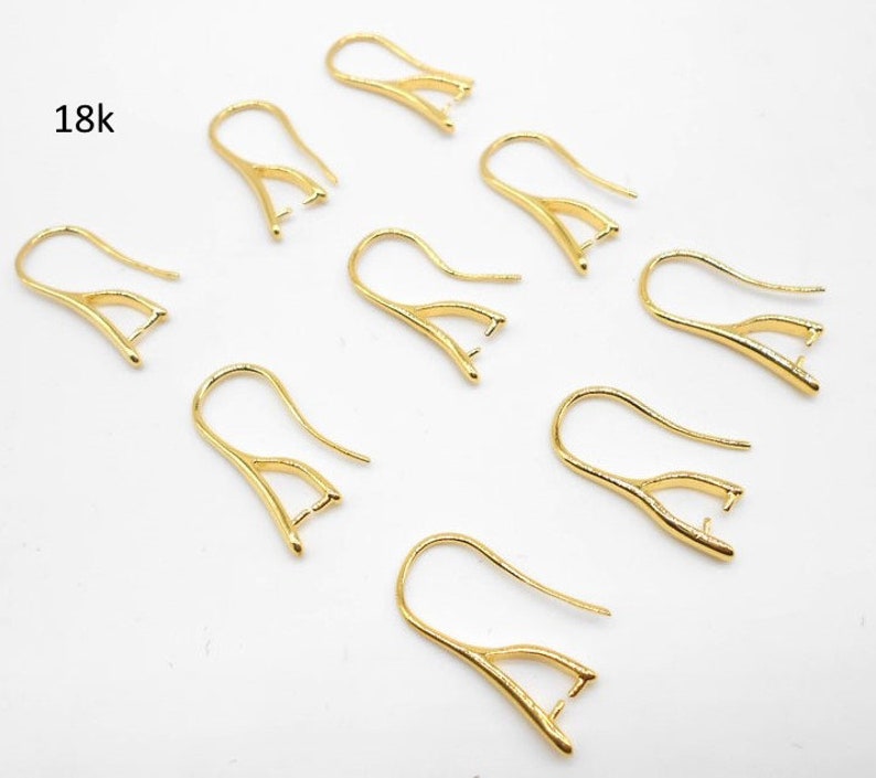 a pair of earring hooks in 925 silver or 18k gold plated plaqué or 18k