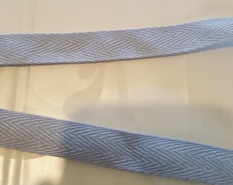 set of 2 cotton ribbons woven in sky blue or salmon cotton