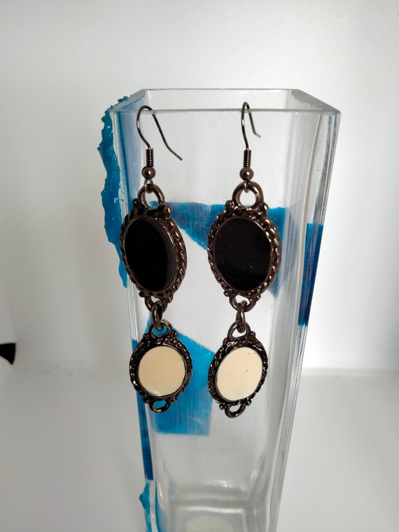Long Black and White Ceramic Gothic Style Earrings Etsy Australia