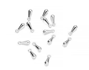 10 pendants Water drop finishing tips extension in gold or silver stainless steel, for chain or chain