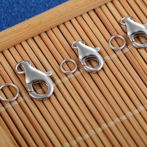 set of 5 lobster clasps 12x6mm in 925 silver opening jump rings image 2