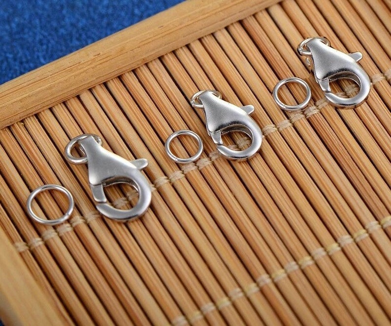 set of 5 lobster clasps 12x6mm in 925 silver opening jump rings image 2