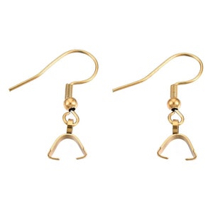 a pair of hooks with bail in 316 stainless steel silver or gold for earrings Gold