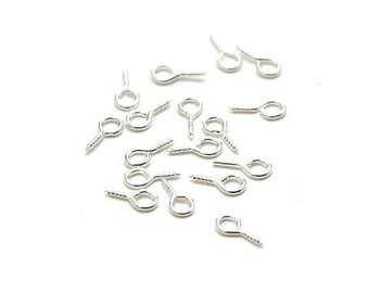 set of 10 screw studs hook earrings or bails screw rod 8x4 mm in silver steel