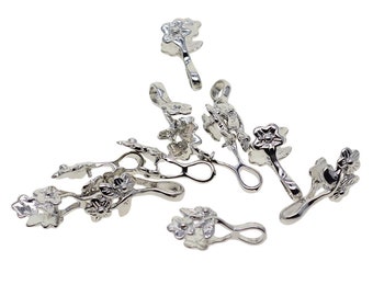 bélières à clips ou pendentif motif fleurs en argent 925