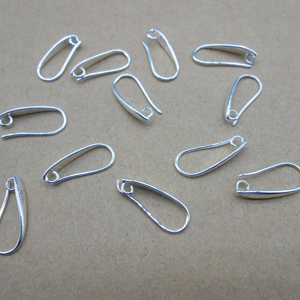 a pair of long hooks with a curved hook in 925 silver for earrings