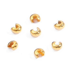 set of 10 knotted crush beads in gold stainless steel