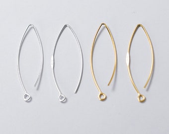 a pair of long flat hooks creating earrings in silver or 14k gold plated