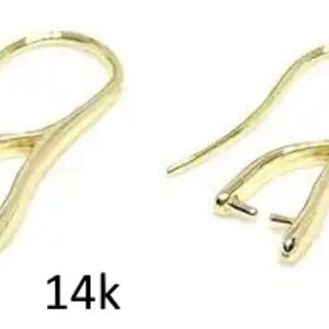 a pair of earring hooks in 925 silver or 18k gold plated plaqué or 14k