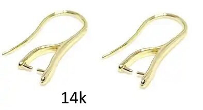 a pair of earring hooks in 925 silver or 18k gold plated plaqué or 14k