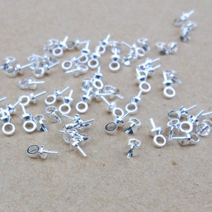 Set of 5 very fine 925 gold or silver plated piton bails for semi-drilled pearls for pendants or earrings