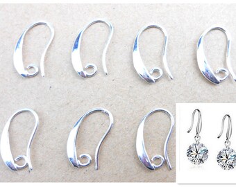 a pair of hooks with a curved hook in 925 silver or 18k gold plated for earrings