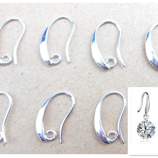 a pair of hooks with a curved hook in 925 silver or 18k gold plated for earrings