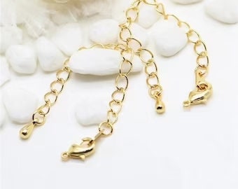 7 cm extension chain in 24k gold plated with teardrop tip