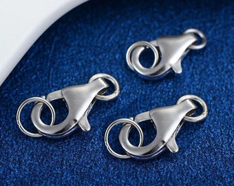 set of 5 lobster clasps 12x6mm in 925 silver opening jump rings