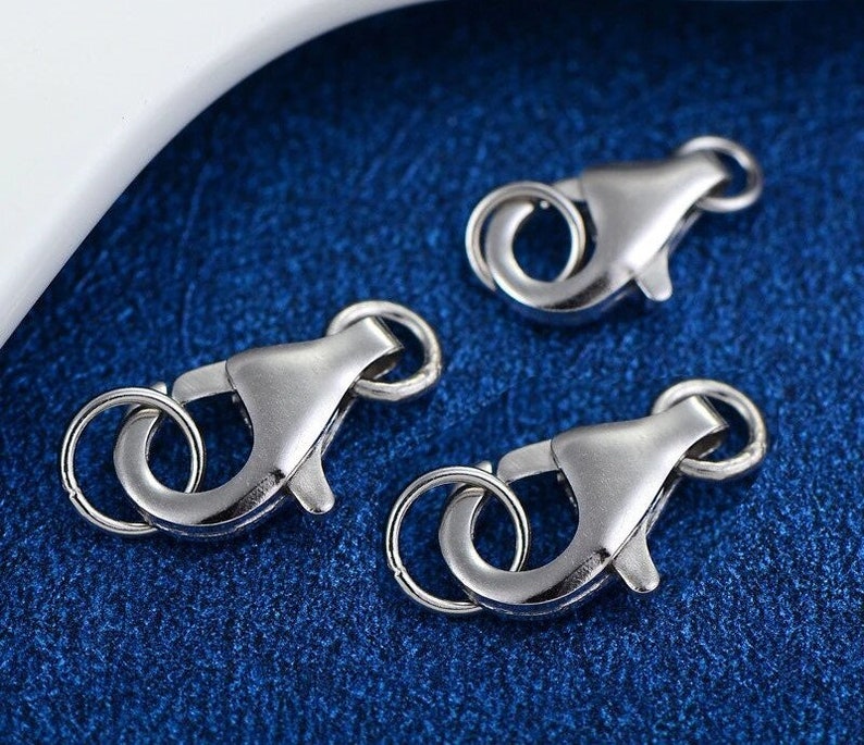 set of 5 lobster clasps 12x6mm in 925 silver opening jump rings image 1