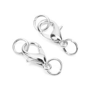 set of 5 silver steel lobster clasps opening jump rings
