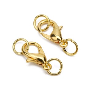 set of 5 gold steel lobster clasps opening jump rings