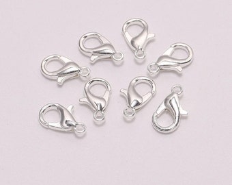 Set of 5 silver stainless steel lobster clasps