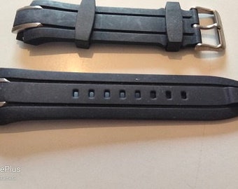 Vintage 1990s black rubber silicone watch strap