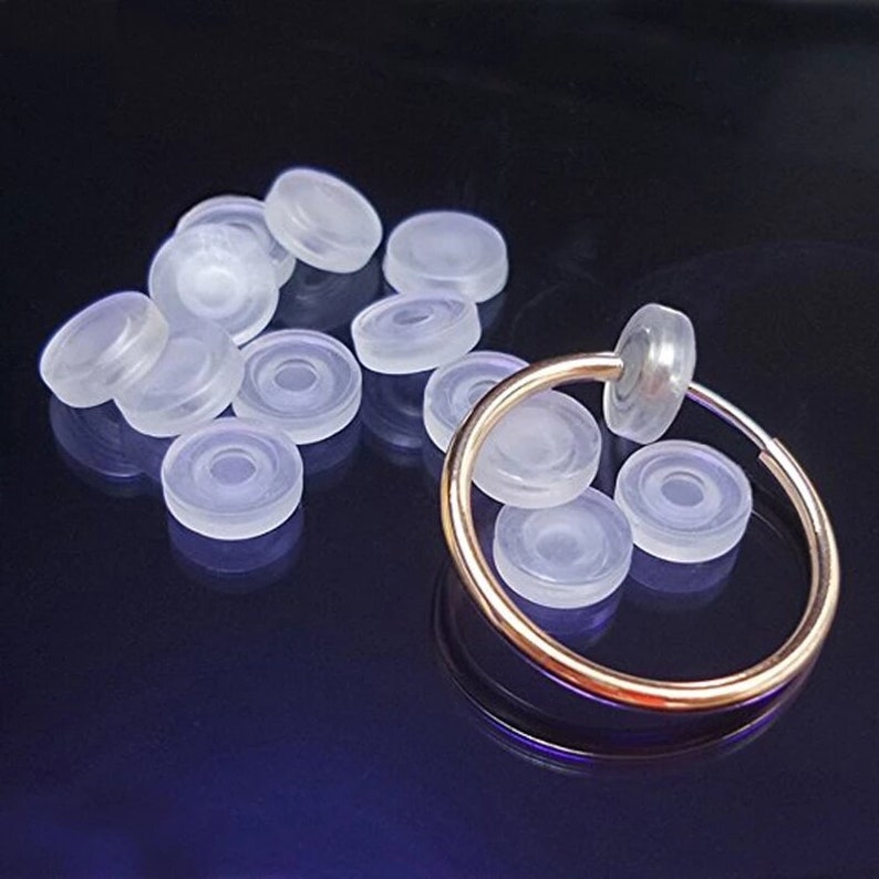 10 coussinets anti-douleur en silicone transparent pour oreilles non percées image 3