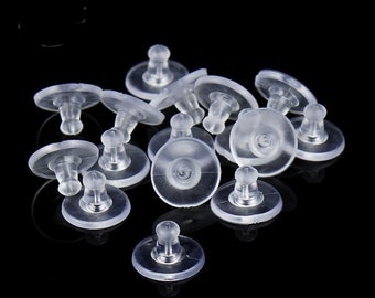 lot de 10 boutons poussoir en silicone souple pour boucles d'oreilles