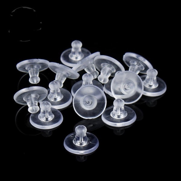 lot de 10 boutons poussoir en silicone souple pour boucles d'oreilles