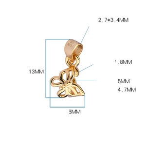 butterfly shaped bail in 925 silver or 14k gold plated