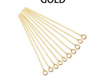 set of 10 eye rods in gold or silver rhodium