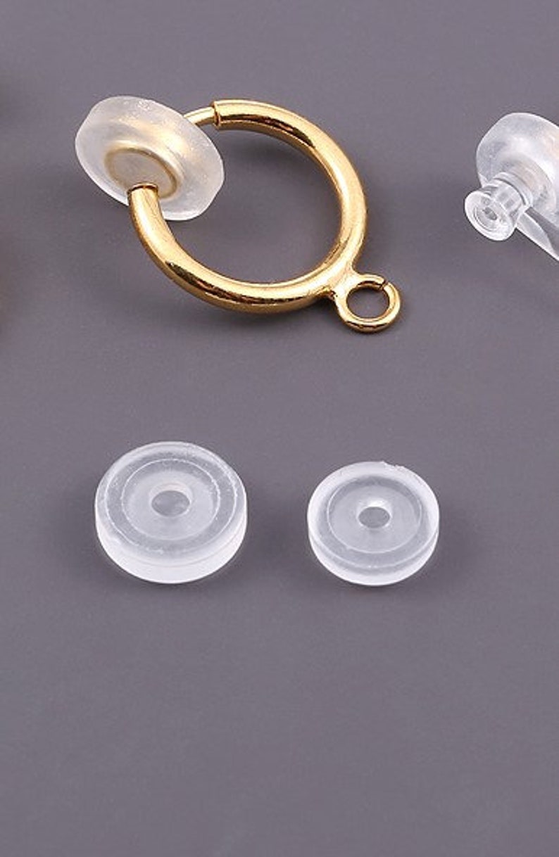 10 coussinets anti-douleur en silicone transparent pour oreilles non percées image 5