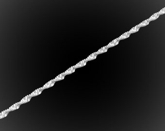 twisted Singapore mesh chain 1mm shiny in 925 silver 46.50cm