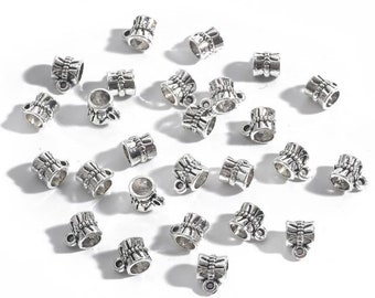 5 engraved stainless steel beads, 8x5mm, for chain or cord