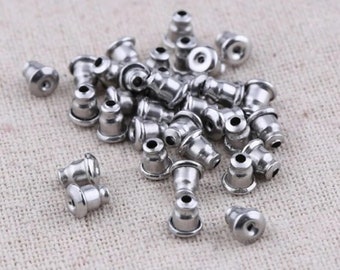set of 10 push tips steel studs matte silver steel earrings