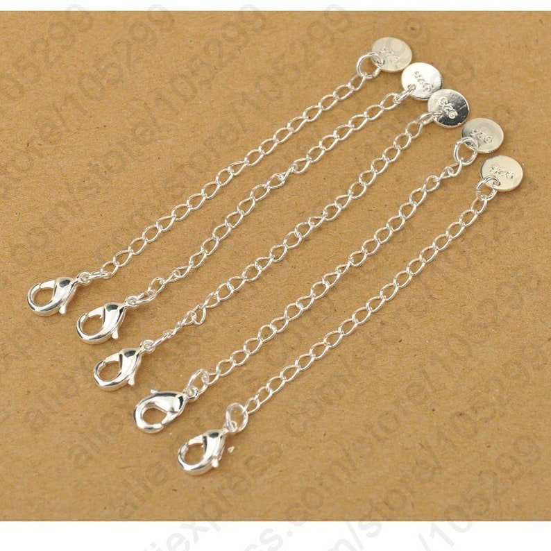 6.50 cm extension chain in 925 silver with round end image 1